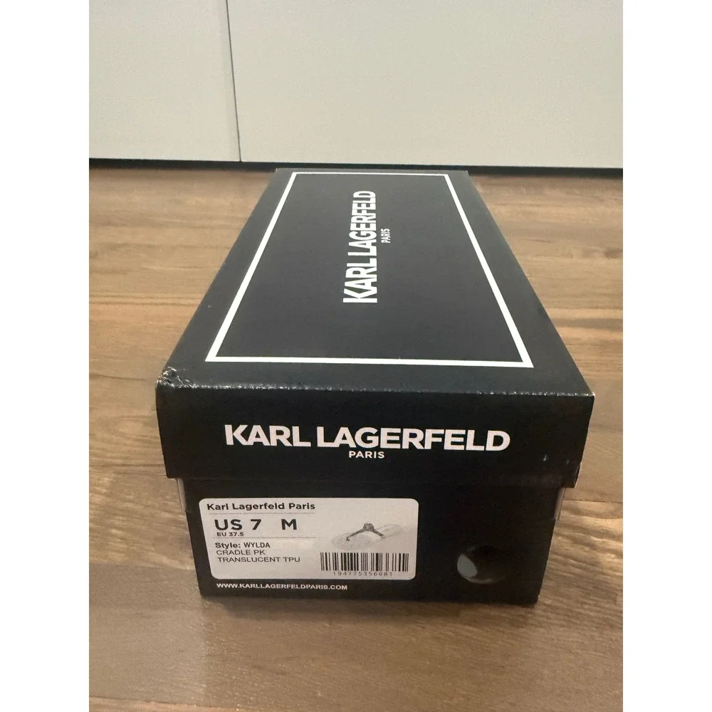 Karl Lagerfeld Paris Wylda Jelly Sandals‎ Translucent Pink Clear TPU KL Logo 7M
